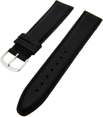 Produktbild von Uhrenarmband Hirschleder leicht gepolstert Schwarz 18mm Dornschließe