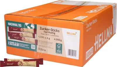 Produktbild von Hellma Zuckersticks nachhaltig 1000 x 4g feiner Zucker, portioniert