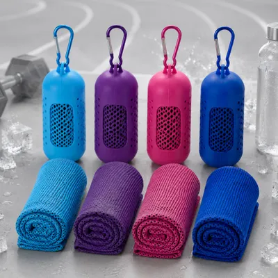 Produktbild von 4 Stück Sporthandtuch Cooling Towel, 100 × 30 cm, sofort kühlend & schnelltrocknend, Kühlhandtuch Mikrofaser für Fitness, Laufen, Camping, Outdoor