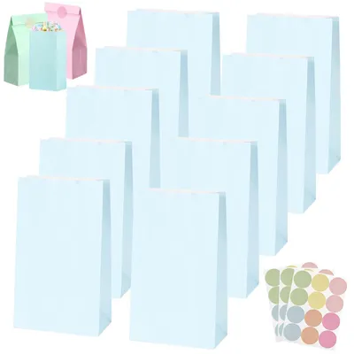 Productafbeelding van 30 Stuks Kleine Kraftpapier Geschenktassen met Stickers 24x13x8cm