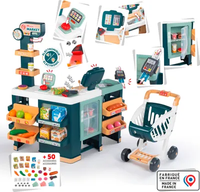 Immagine prodotto di Smoby Maxi supermercato - divertimento XXL con frigorifero, carrello della spesa e cassa - per bambini dai 3 anni in su