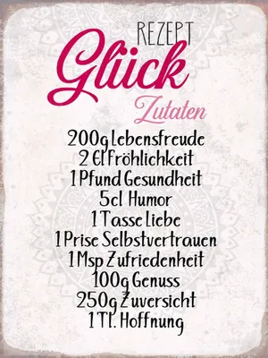 Produktbild von vianmo Holzschild 40x30 cm Rezept Glück Zutaten