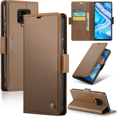 Obrázek produktu pro Redmi Note 9 Pro Pouzdro, RFID Blokování Karet, Pokročilé Flip Kožené Pouzdro s Funkcí Stojánku pro Xiaomi Redmi Note 9S / 9 Pro / 9 Pro Max Hnědý