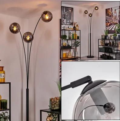 Produktbild von Fossobiubo Stehlampe aus Metall/Glas in Schwarz/Rauchfarben