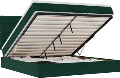 Produktbild von vidaXL Ottoman-Bett mit Matratzen & LEDs Dunkelgrün 160x200 cm Samt