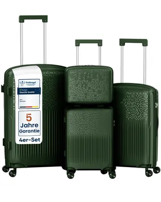 Produktbild von 4FLY Hartschalen Reisekoffer Set 4-teilig (S/M/L/XL) – mit TSA-Schloss, 4 Spinner-Doppelrollen, Kosmetiktasche, Handgepäck und Aufgabegepäck