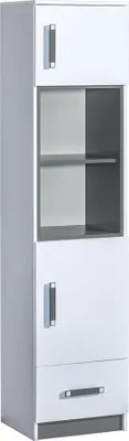 Produktbild von Kinderzimmer - Schrank Frank 04, Farbe: Weiß / Grau - 189 x 45 x 40 cm (H x B x T)