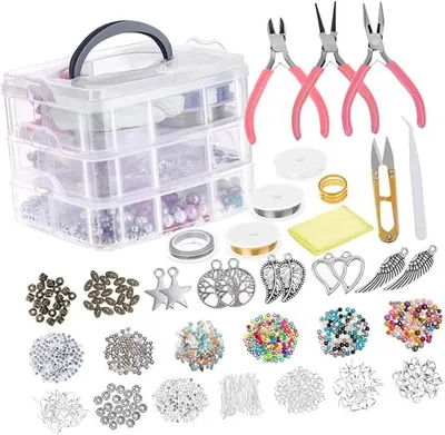 Imagen del producto de Kit de fabricación de joyería, hecho a mano, para creadores de joyería, con 1186 piezas