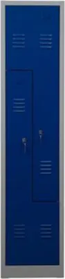 Produktbild von Garderobenspind Camel | 2-Fächer-Z-Design| HxBxT 180x41x50 cm | Zylinderschloss | Grau-Blau