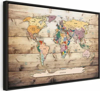 Produktbild von Italienischer Leinwand Leinwandbild - World Map: Colourful Continents 120x80 cm Karten k-B-0009-b-b