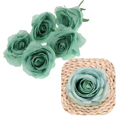 Image de Rosenkopf, fleurs artificielles pour arrangements et décoration, lot de 5 pièces - Vert