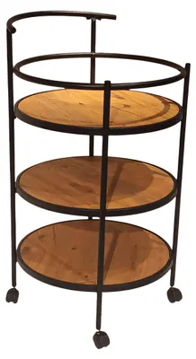 Produktbild von Eleganter Servierwagen aus Holz in Braun mit Edelstahlakzenten