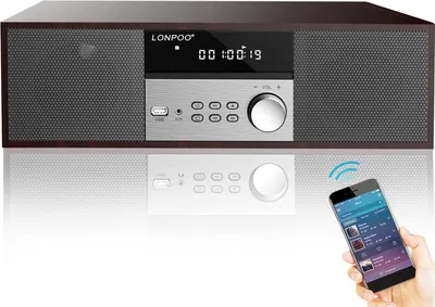 Obrázok produktu pre LONPOO Hi-Fi kompaktný mikrofón s CD prehrávačom, Bluetooth, FM, 40 W