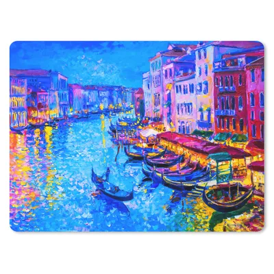 Produktbild von MuchoWow® Mauspad Mousepad Malerei - Italien - Boot - Wasser - Architektur 40x30 cm - Mousepads - Maus Mat - Pad - Mausunterlage - Anti Rutsch