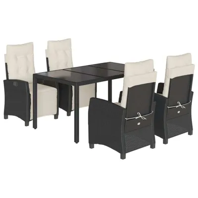 Produktbild von vidaXL 5-tlg. Garten-Essgruppe mit Kissen Schwarz Poly Rattan