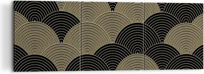 Produktbild von Bild auf Leinwand - Leinwandbild - 3 Teile - Schwarz und Gold Kreise Grafiken - 120x40cm - Wand Bild - Wanddeko - Wandbilder - Leinwanddruck - Bilder - Wanddekoration - Leinwand bilder - CA120x40-4880