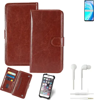 Produktbild von K-S-Trade 360° Hülle kompatibel mit OnePlus Nord CE 2 Lite 5G inkl. Headphones braun Kunstleder Case BookCase WalletCase Kunstlederederhülle