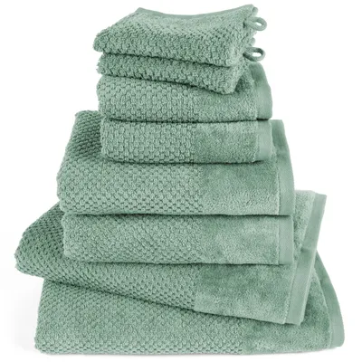 Produktbild von Pure Label 8-TLG Handtücher Set aus Baumwolle - 2x Badetuch 70x140 cm 2x Handtuch 50x100 cm 2x Gästetuch 30x50 cm 2x Waschlappen 16x21 cm, Grün