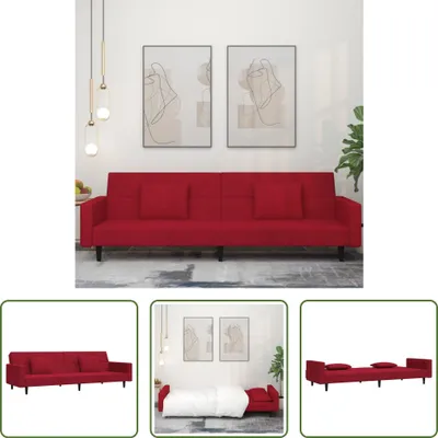 Produktbild von The Living Store Schlafsofa 2-Sitzer mit 2 Kissen Weinrot Samt