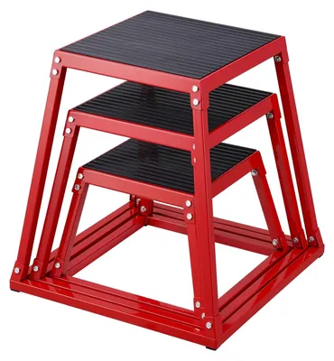 Zdjęcie produktu dla VEVOR 3-częściowe skakanki plyometryczne, 305/458/609 mm skakanka plyometryczna czerwona, antypoślizgowy zestaw do ćwiczeń fitness Step-Up Box do domowego treningu fitness, treningu kondycyjnego, treningu skokowego, przenośny