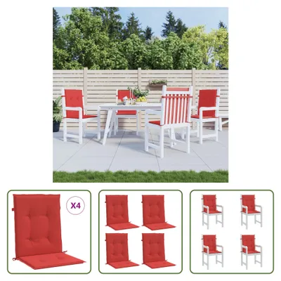 Immagine prodotto di The Living Store Cuscini per sedia da giardino per schienale basso 4 pz. Rosso 100x50x3 cm
