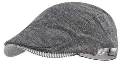 Zdjęcie produktu dla Czapka typu "beret" uni , oddychająca, w stylu vintage, wykonana z materiału przypominającego len, kolor: czarny, szary, rozmiar: 55-58