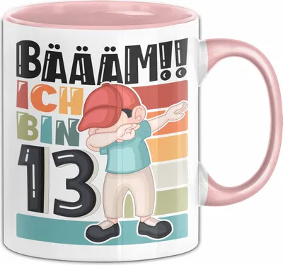Produktbild von 13. Geburtstag Geschenk Tasse Becher Jungen Geburtstagsgeschenk Sohn Bäääm Ich Bin 13 Teenager (Rosa)
