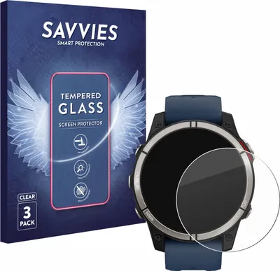 Produktbild von 3x Savvies Schutzglas für Garmin quatix 7 Displayschutz 9H Glas klar transparent