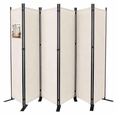 Produktbild von VOUNOT® Paravent Raumteiler 6 Teilig Freistehend Stoff Trennwand 340 x 30 x 164 cm Beige