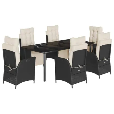 Immagine prodotto di vidaXL set da pranzo da giardino 7 pezzi con cuscini in polirattan nero