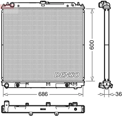 Obrázek produktu pro Chladič, chladicí kapalina, chladič motoru DENSO DRM46042 pro NISSAN NP300 Navara (pick-up, D40), Pathfinder III (R51), NP300 Navara (kabina/podvozek, D40)