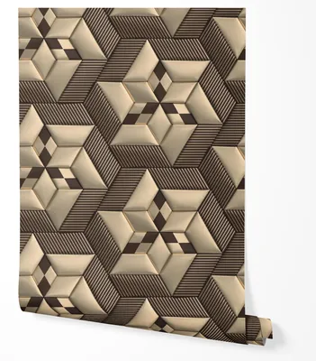 Produktbild von Selbstklebende Tapete Möbelfolie Geometrisch 3D Hexagon Muster Beige Braun Metallischer Effekt Elegantes Design Wohnzimmer Schlafzimmer Flur Küche 5m x 0,5m