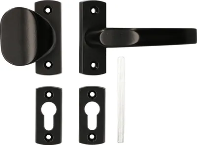 Produktbild von KOTARBAU Satz Griff 125mm + Knauf 65mm Schwarz mit Rosetten für Profilzylinder für Tore und Pforten