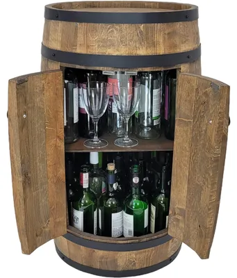 Immagine prodotto di Minibar rustico-elegante in wengé 80x50 cm. Minibar a botte con porta
