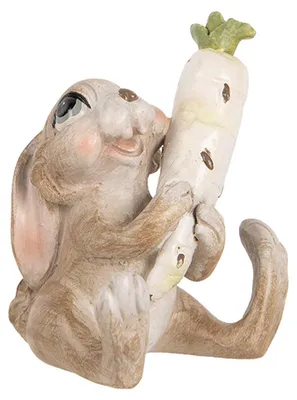 Image de Clayre & Eef Figurine de décoration Lapin 6x5x7 cm Beige Plastique