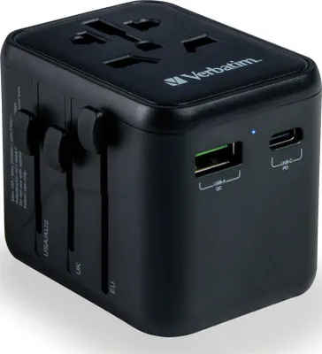 Produktbild von Universal-Reiseadapter UTA-02, USB-C PD, USB-A QC, Schwarz