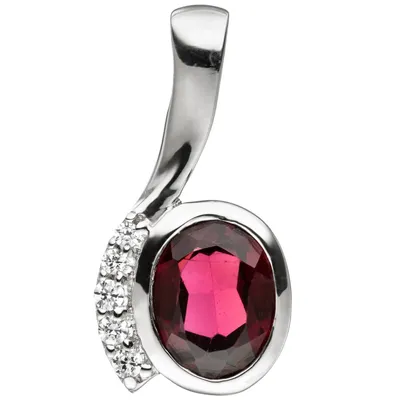 Produktbild von JOBO Anhänger 925 Sterling Silber mit Zirkonia 1 Granat rot Silberanhänger
