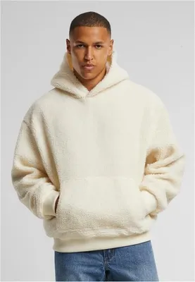 Imagen del producto de Sudadera de hombre Urban Classics Oversized Teddy Hoody, color blanco arena - Talla M