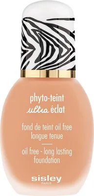 A bottle of foundation with a zebra-print cap.