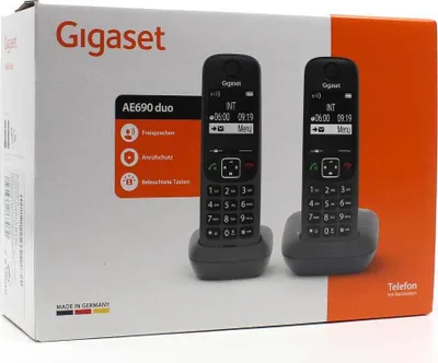 Obrázok produktu pre Gigaset AE690, Analógový / DECT telefón, Bezdrôtový handset, Hlasitý odposluch, 100 položky, ID volajúceho, Antracit