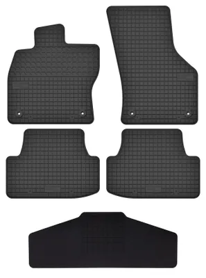 Produktbild von Gummi-Fußmatten + Tunnel für Audi Q2 2016- (Crossover) – 5-tlg, Schwarz, passgenau – Wielganizator SolidTread