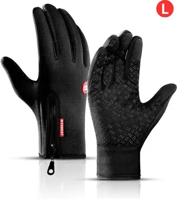 Productafbeelding van Touchscreen Handschoenen - Fietshandschoenen - Winter - Heren - Wielrenhandschoenen - Scooter - Zwart - Maat L