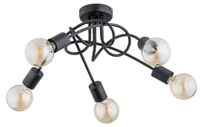 Obrázek produktu pro Stropní svítidlo TRAVERS, černé, 5xE27x15W, kov, rozměry: 26x55x55 cm, IP20, Alfa