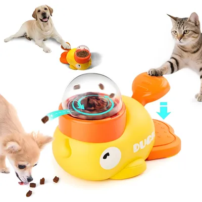 Produktbild von Entenförmiger Futterspender 2-in-1 – Langsamfresser & Intelligenzspielzeug für Hunde und Katzen, Leckerli-Spender mit rotierendem Fach, fördert