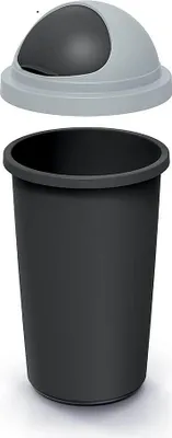 Image de Odpadkový koš COMPACTA R Roller - objem: 30 l, barva: recykl. černá s světle šedým víkem