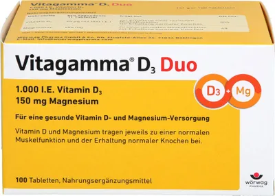 Obrázek produktu pro Vitagamma D3 Duo 1 000 I.U. Vitamin D3 150 mg Magnesium Tablets, 100 tablet