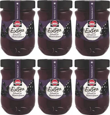 Produktbild von Schwartau Extra schwarze Johannisbeere Fruchtaufstrich 340g 6er Pack