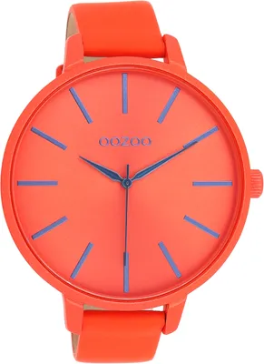 Produktbild von Oozoo Damen Lederarmband Uhr Timepieces rot orange Analog Quarzuhr UOC11162