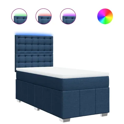 Image de vidaXL Lit boxspring avec matelas bleu 100x200 cm Tissu