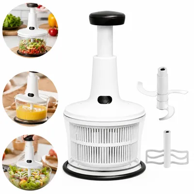 Produktbild von Zwiebelhacker 900ml, manueller Gemüseschneider mit 5 Edelstahl Klingen, Multizerkleinerer BPA-frei, schnell & einfach für Küche & Meal Prep